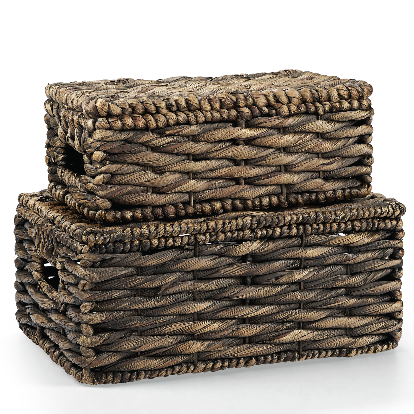 Set of 2 Wicker Baskets with Lid