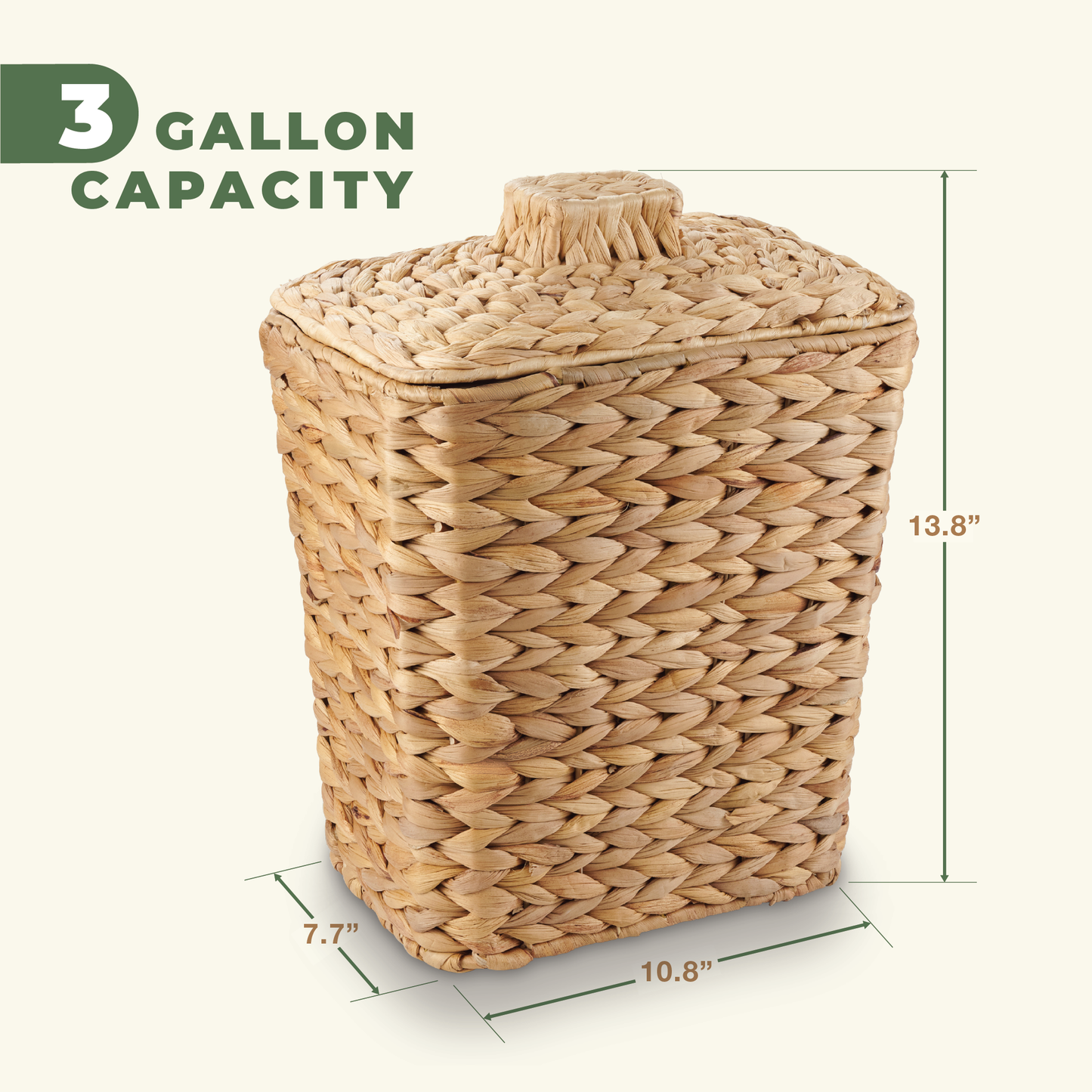 Wicker Trash Can with Lid and Liner