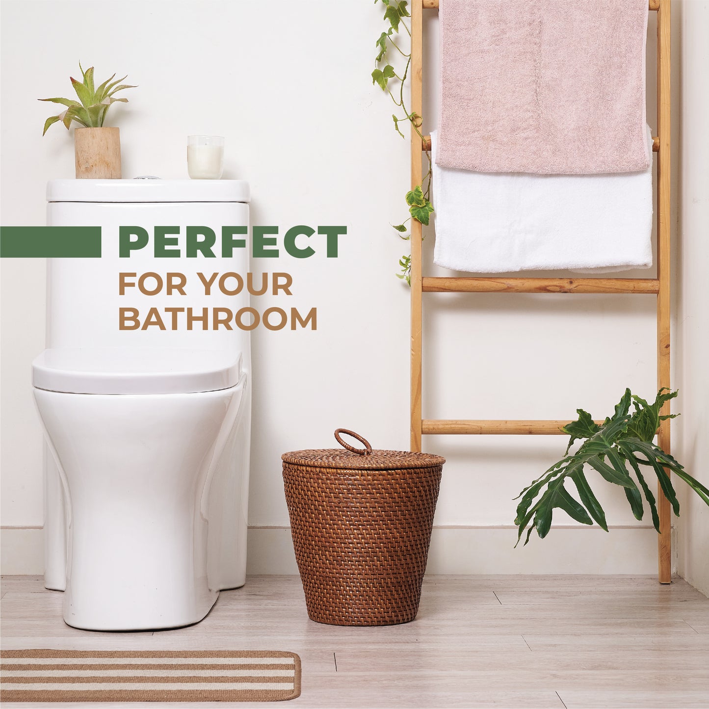 Rattan Trash Can with Lid