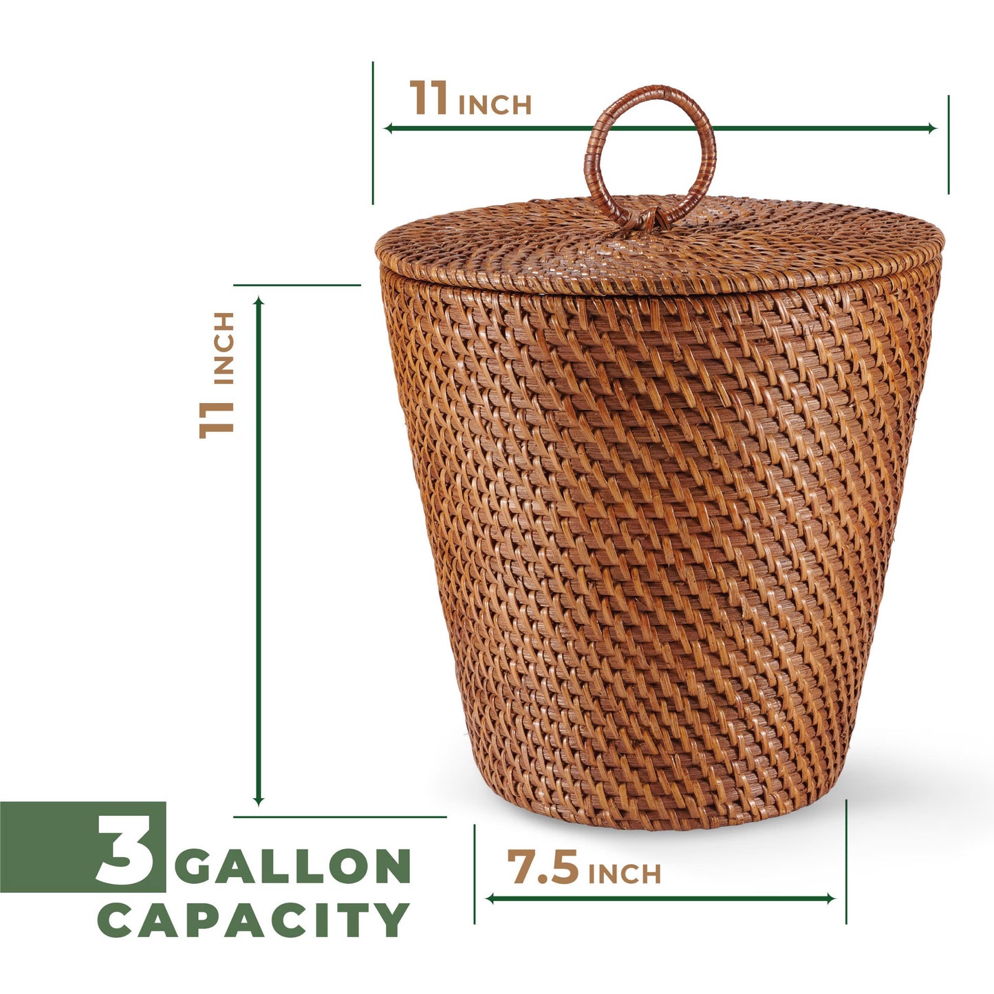 Rattan Trash Can with Lid