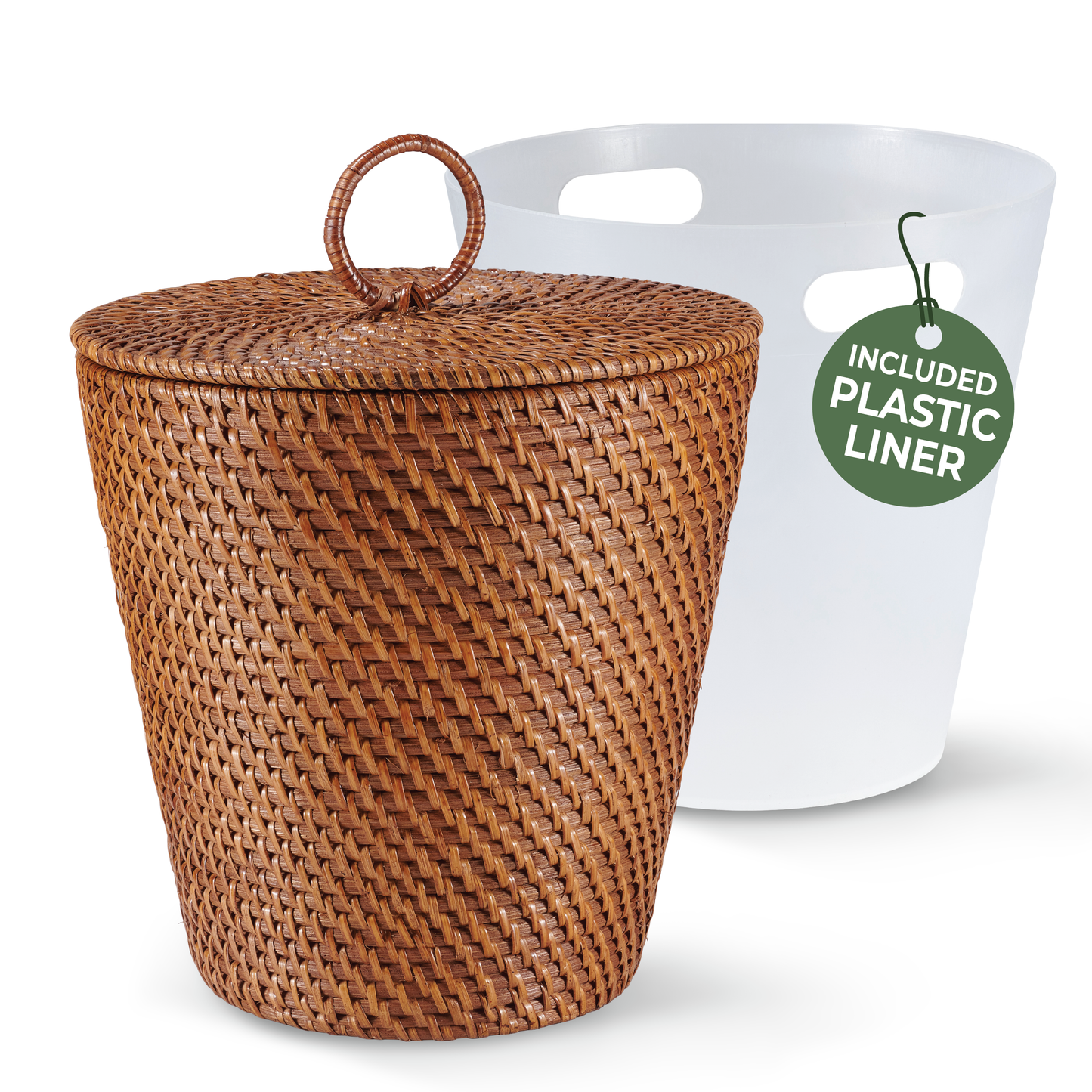 Rattan Trash Can with Lid