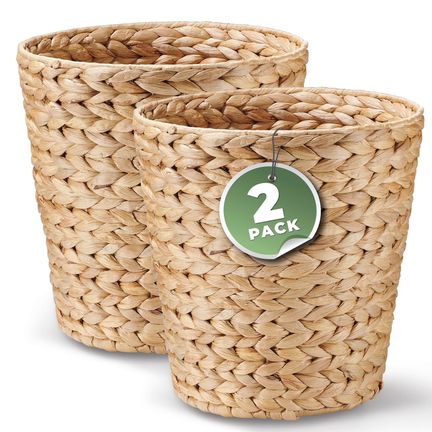 2-Pack Wicker Trash Cans for Bathroom