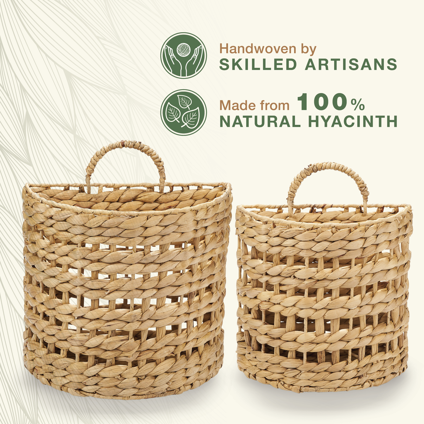 Set of 2 Wicker Hanging Basket for Organizing