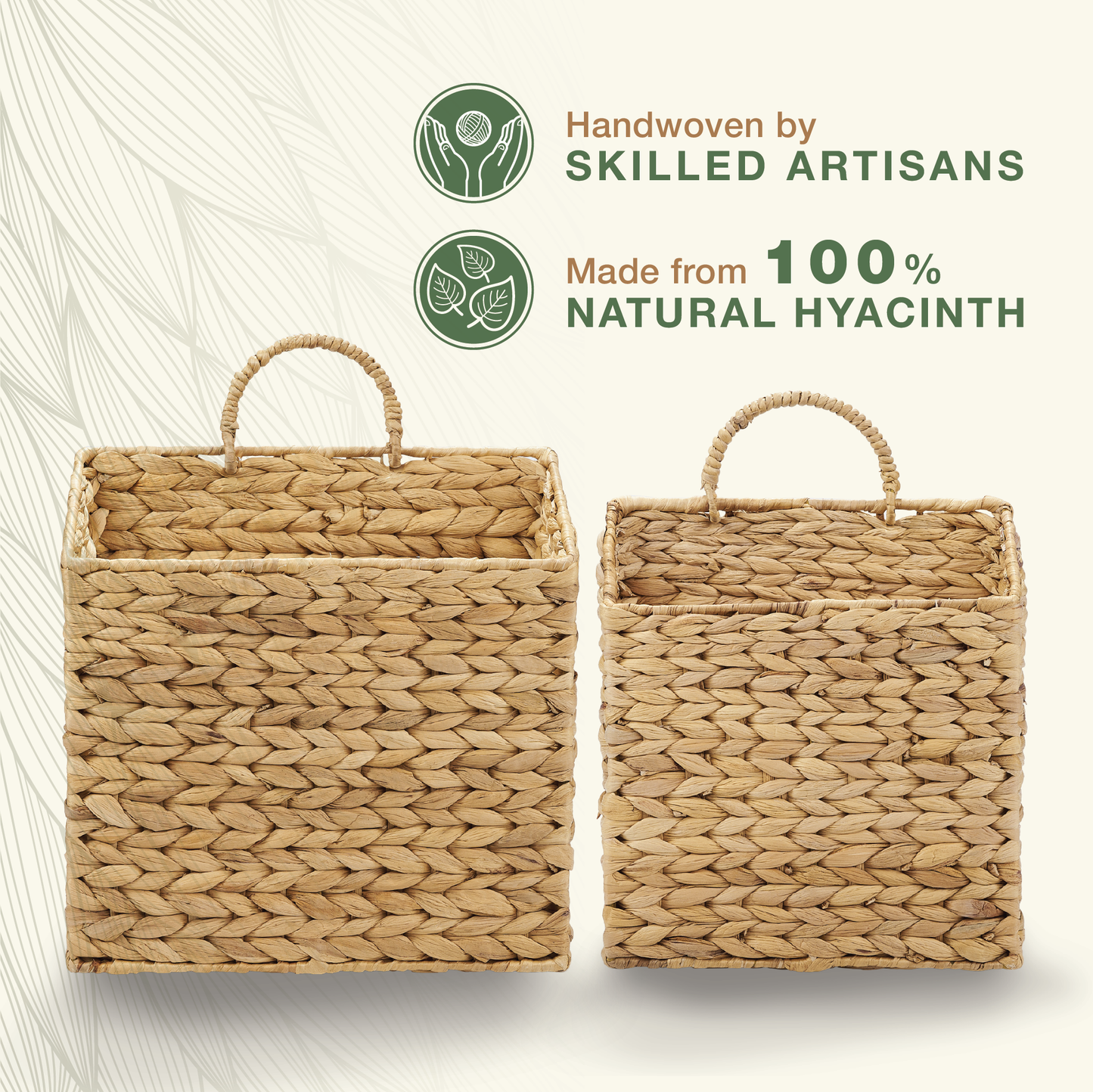 Set of 2 Wicker Hanging Basket for Organizing