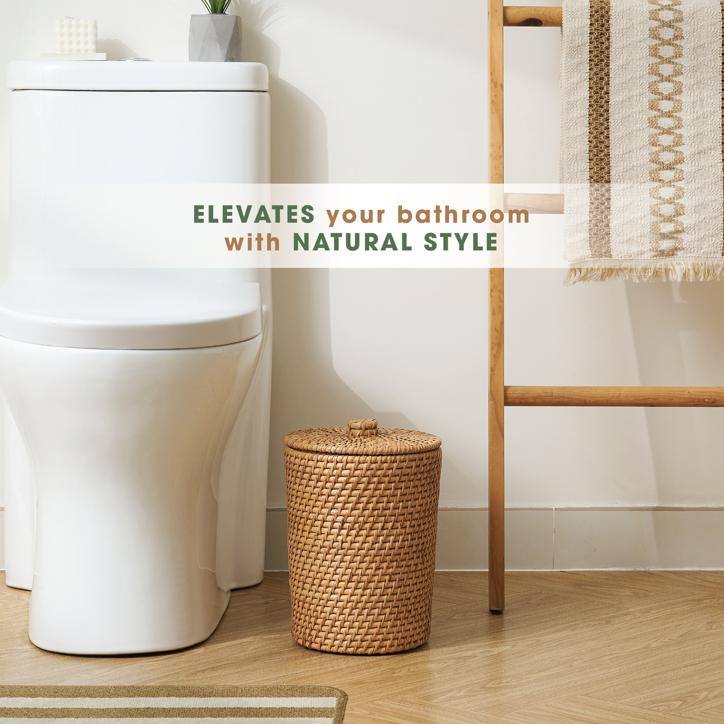 Wicker Trash Can with Liner and Lid