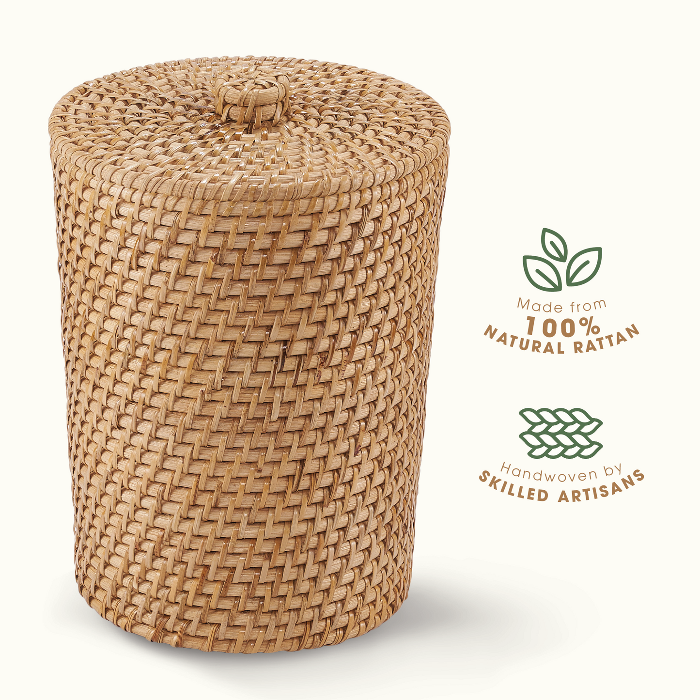 Wicker Trash Can with Liner and Lid