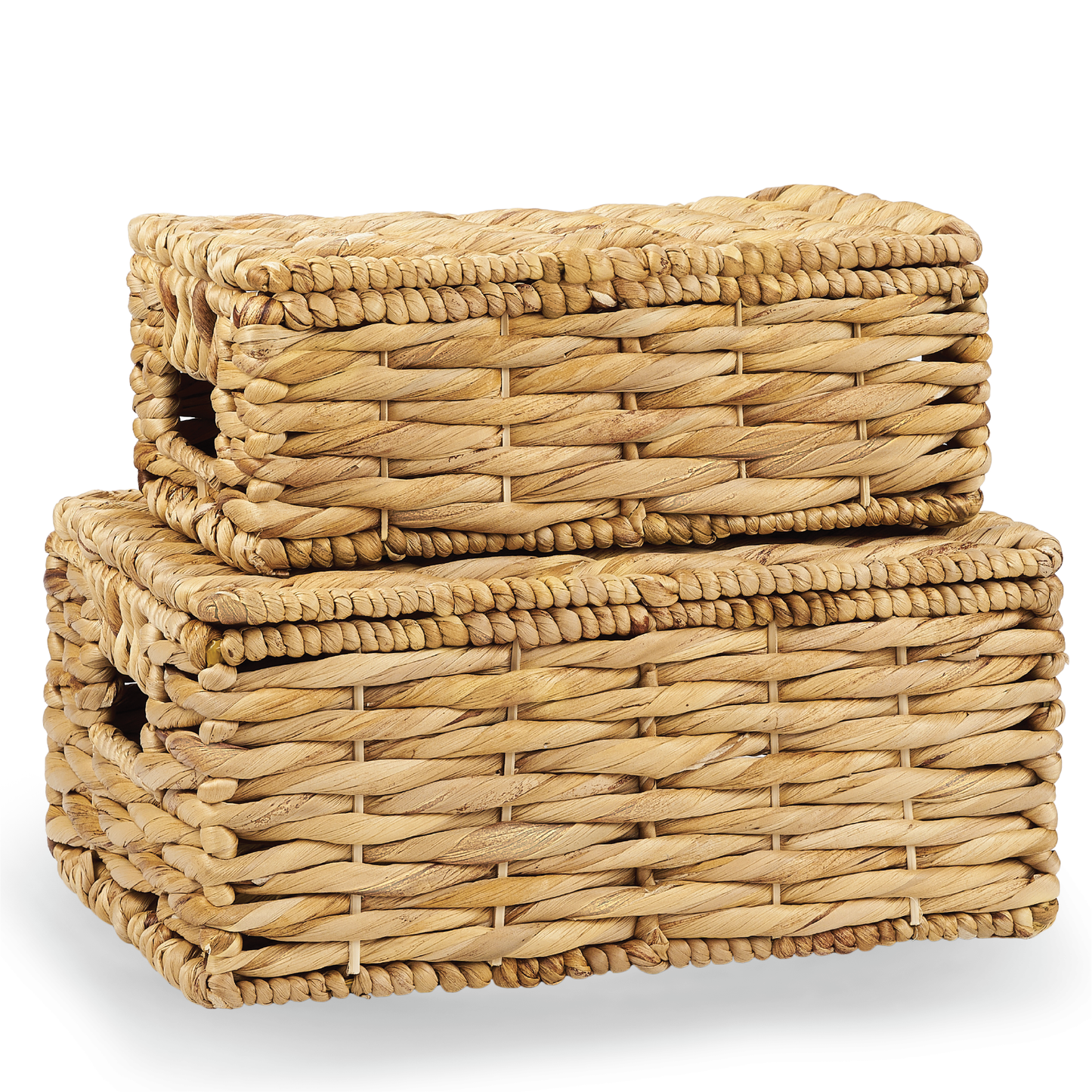 Set of 2 Wicker Baskets with Lid