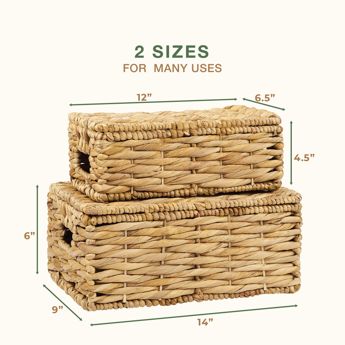 Set of 2 Wicker Baskets with Lid