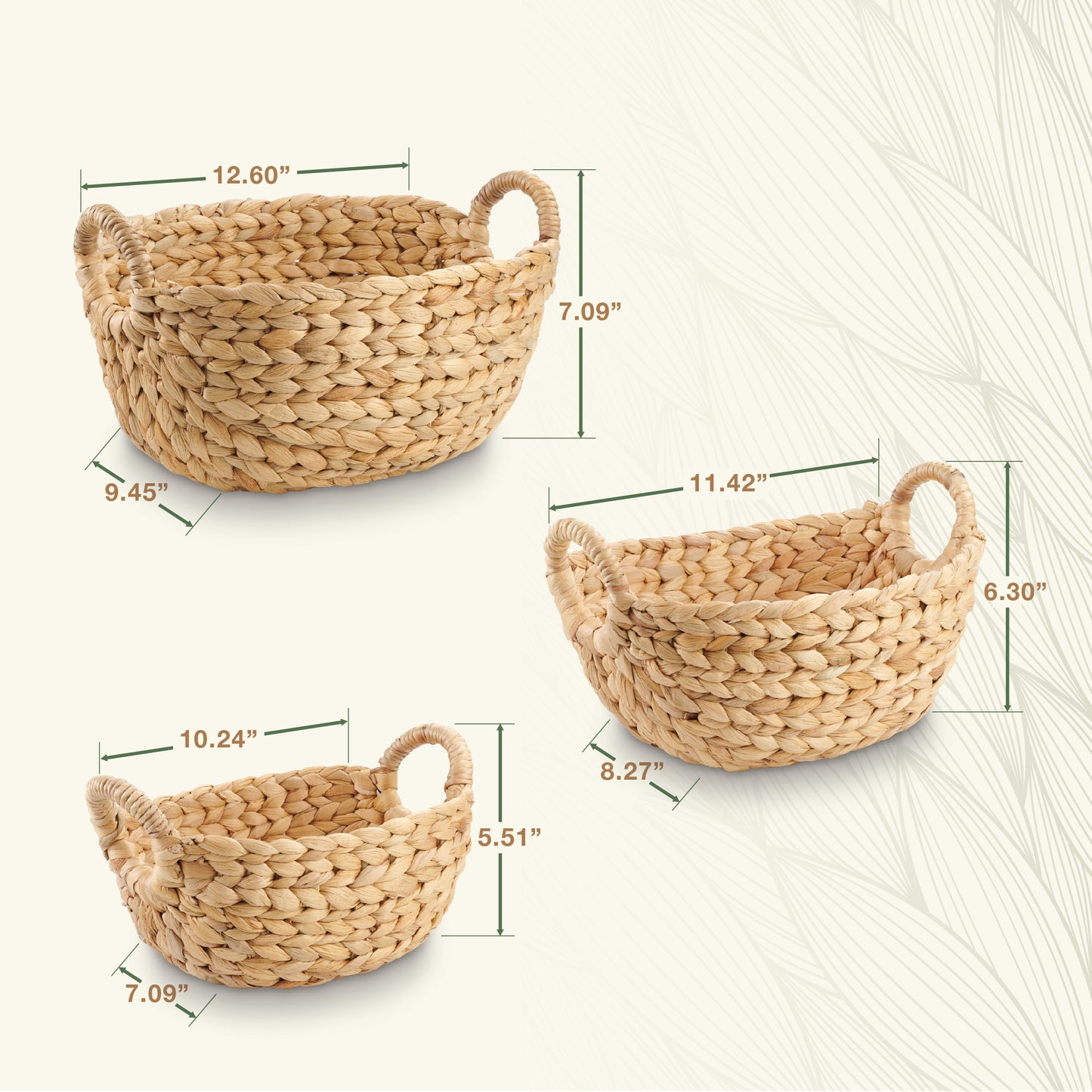 Set of 3 Wicker Storage Baskets for Organizing