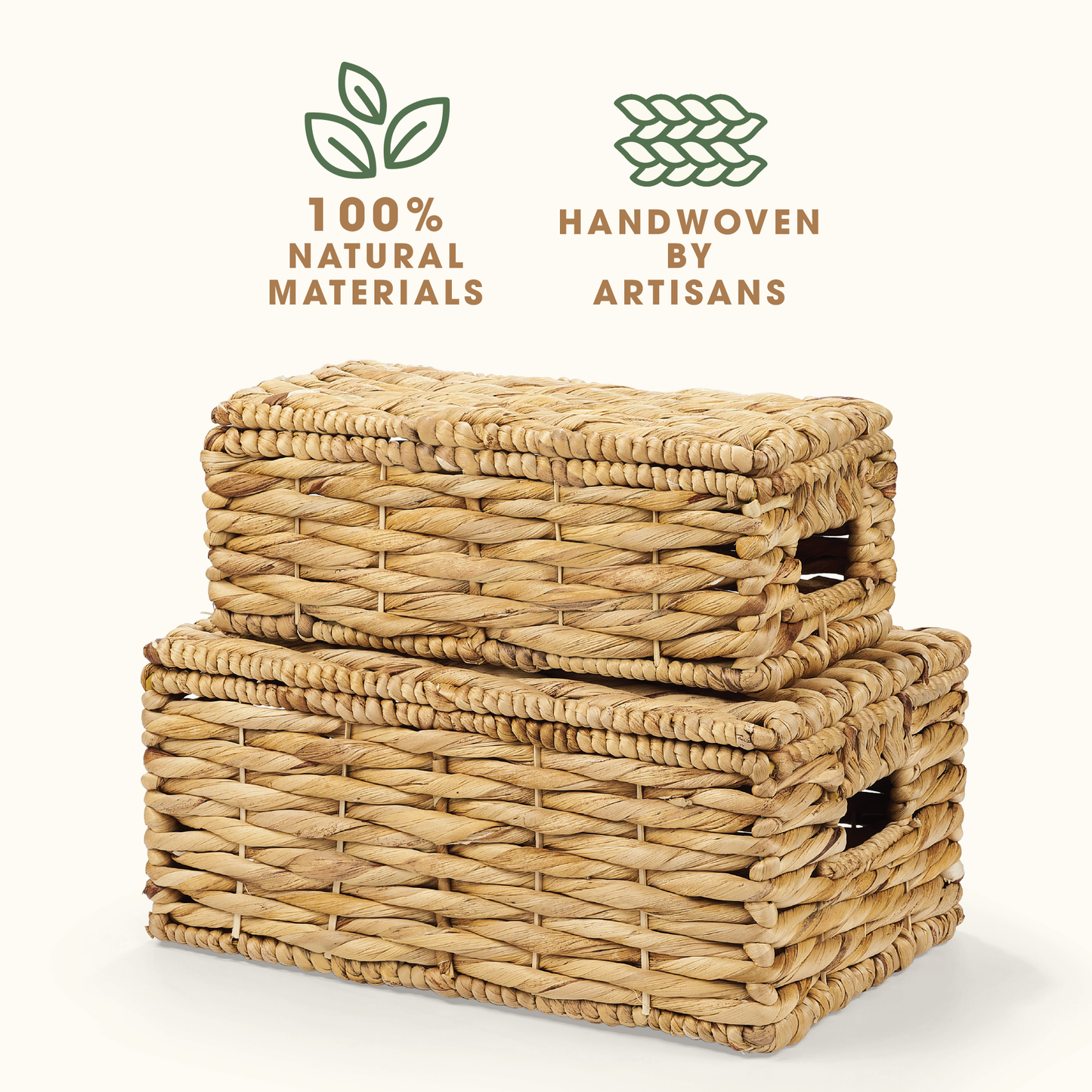 Set of 2 Wicker Baskets with Lid