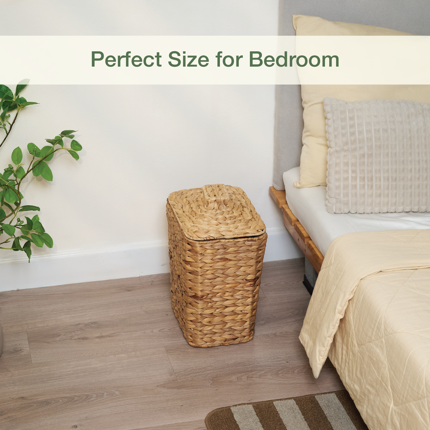 Wicker Trash Can with Lid and Liner