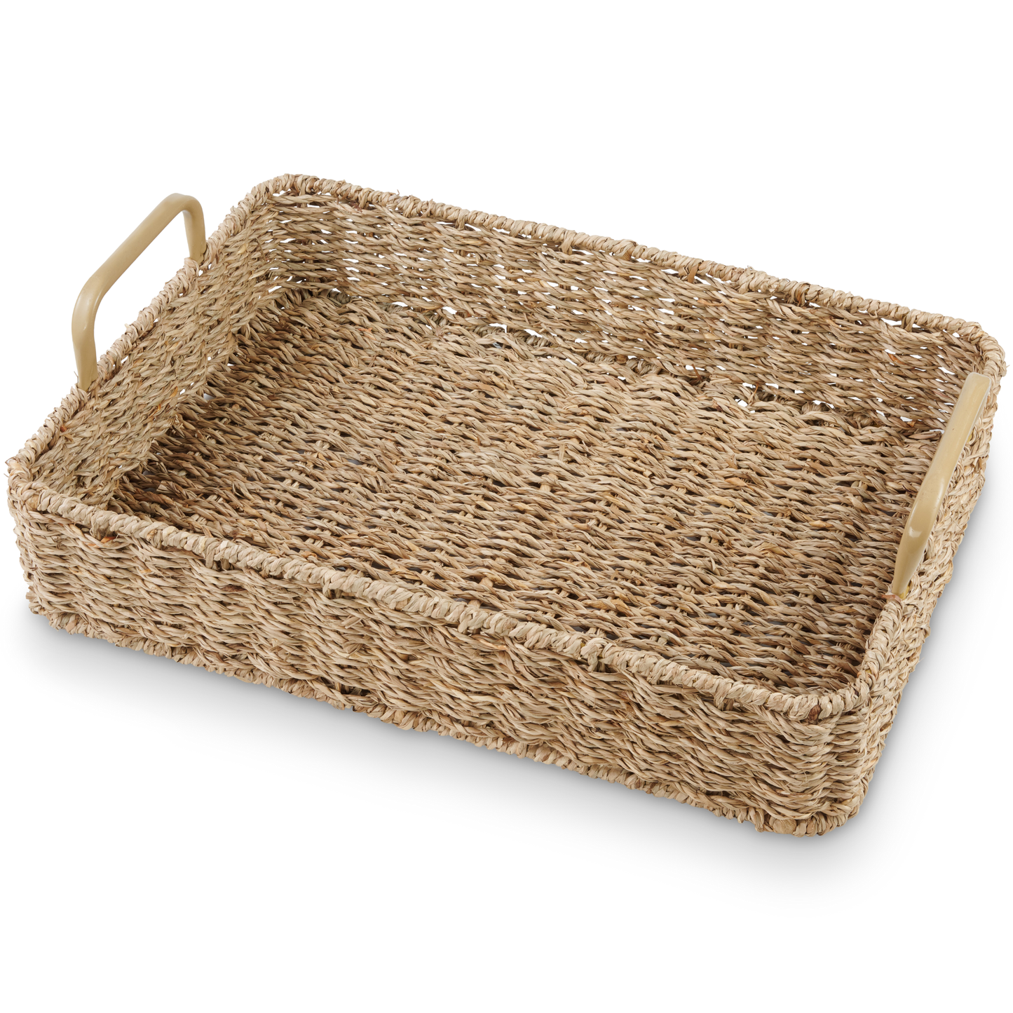 Set of 2 Rectangular Wicker Trays with Handles