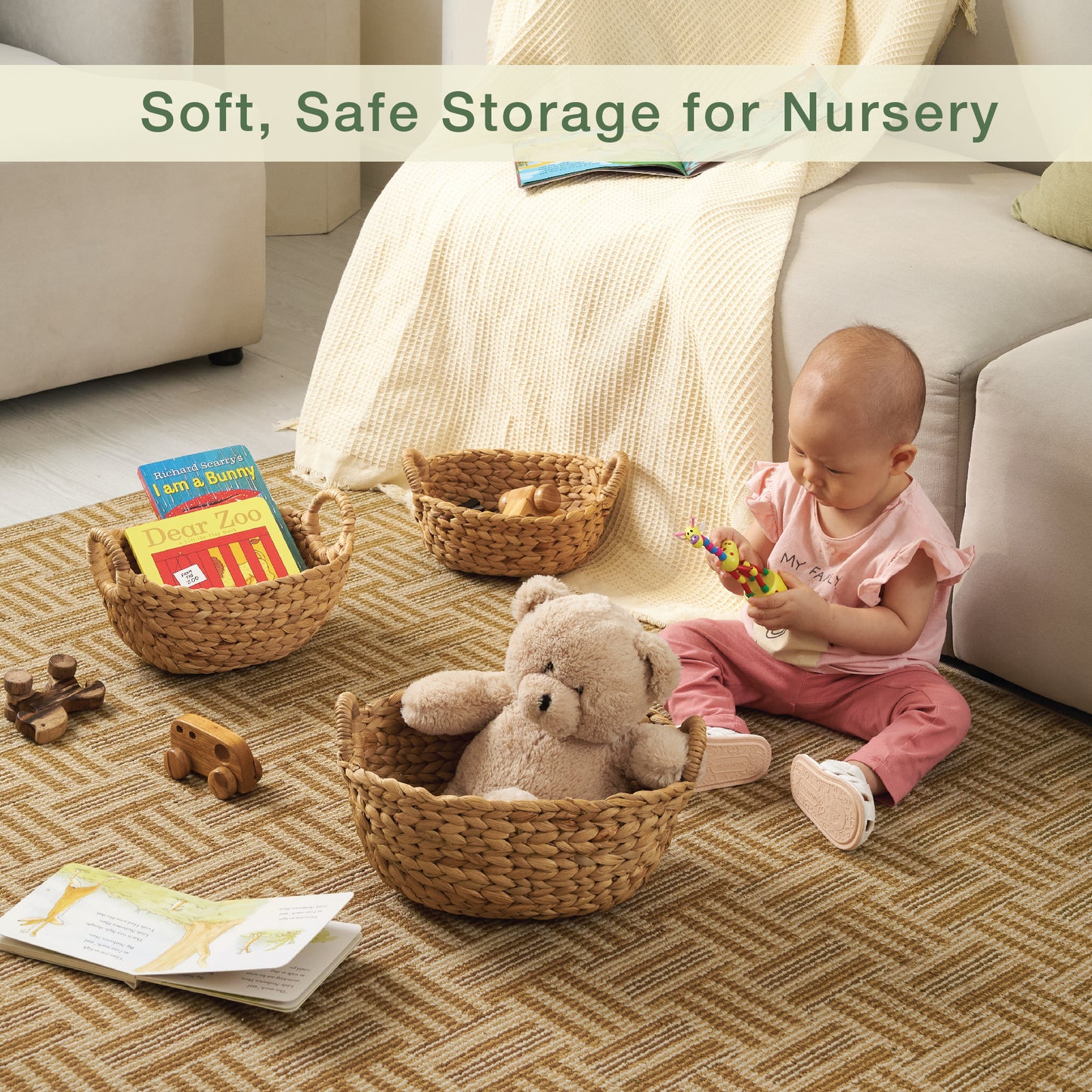 Set of 3 Wicker Storage Baskets for Organizing