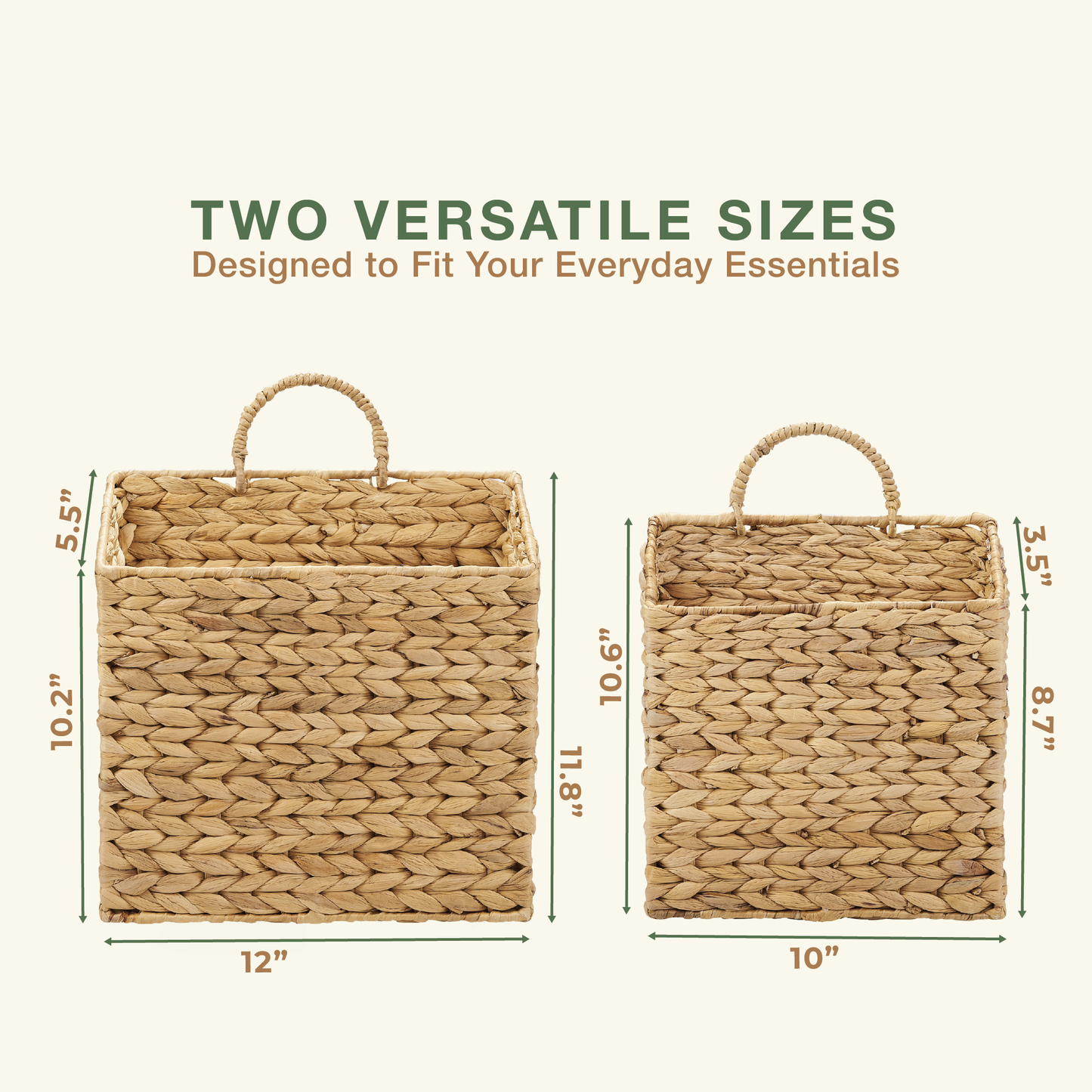 Set of 2 Wicker Hanging Basket for Organizing