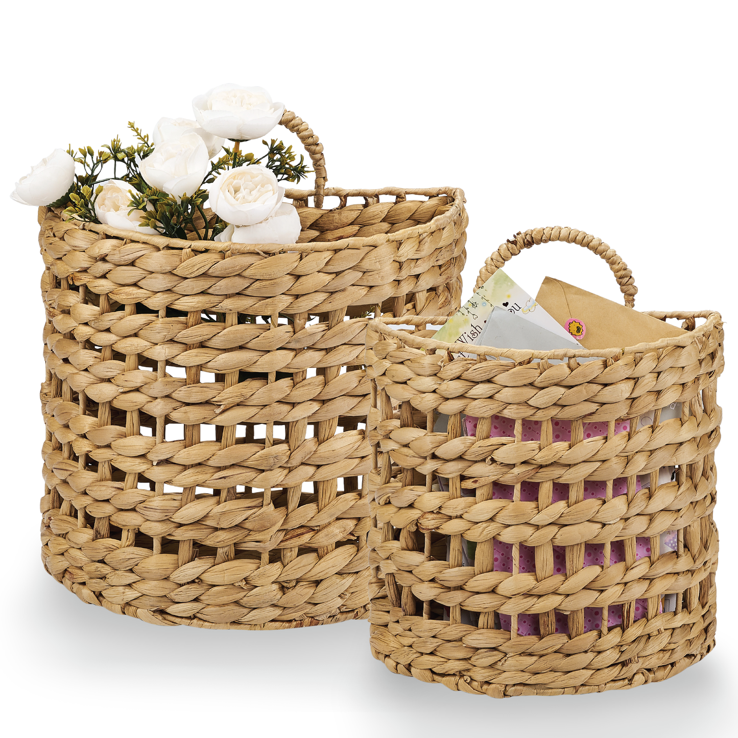 Set of 2 Wicker Hanging Basket for Organizing