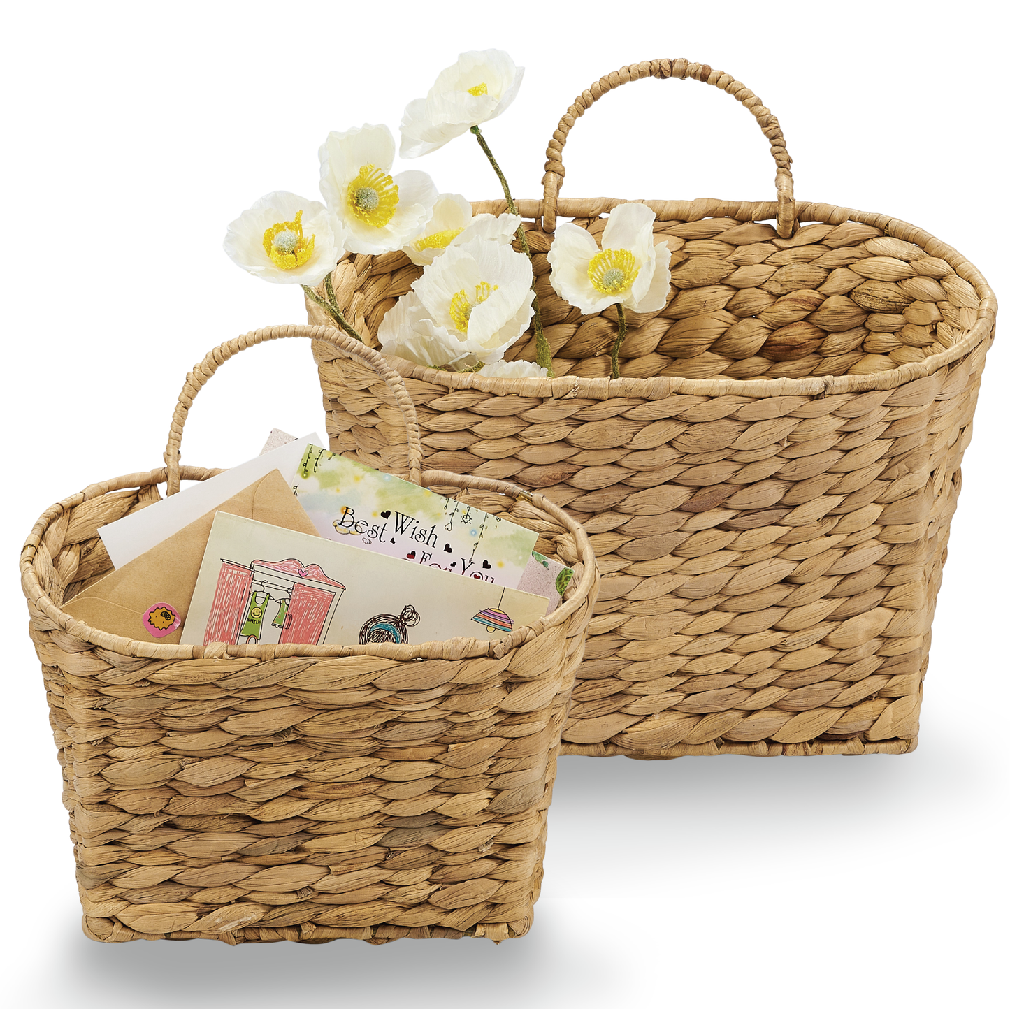 Set of 2 Wicker Hanging Basket for Organizing