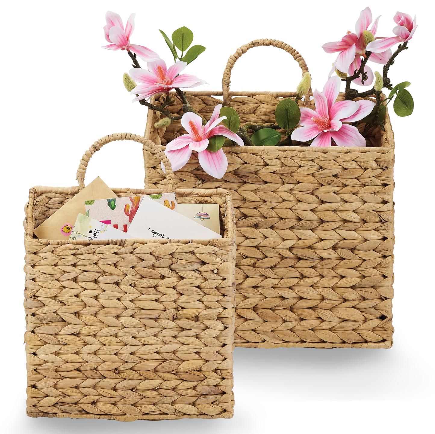 Set of 2 Wicker Hanging Basket for Organizing