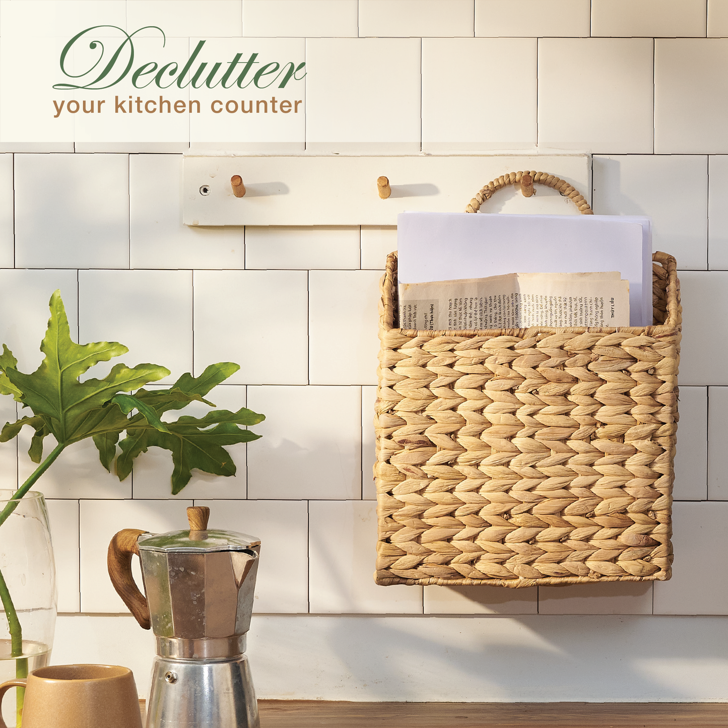 Set of 2 Wicker Hanging Basket for Organizing