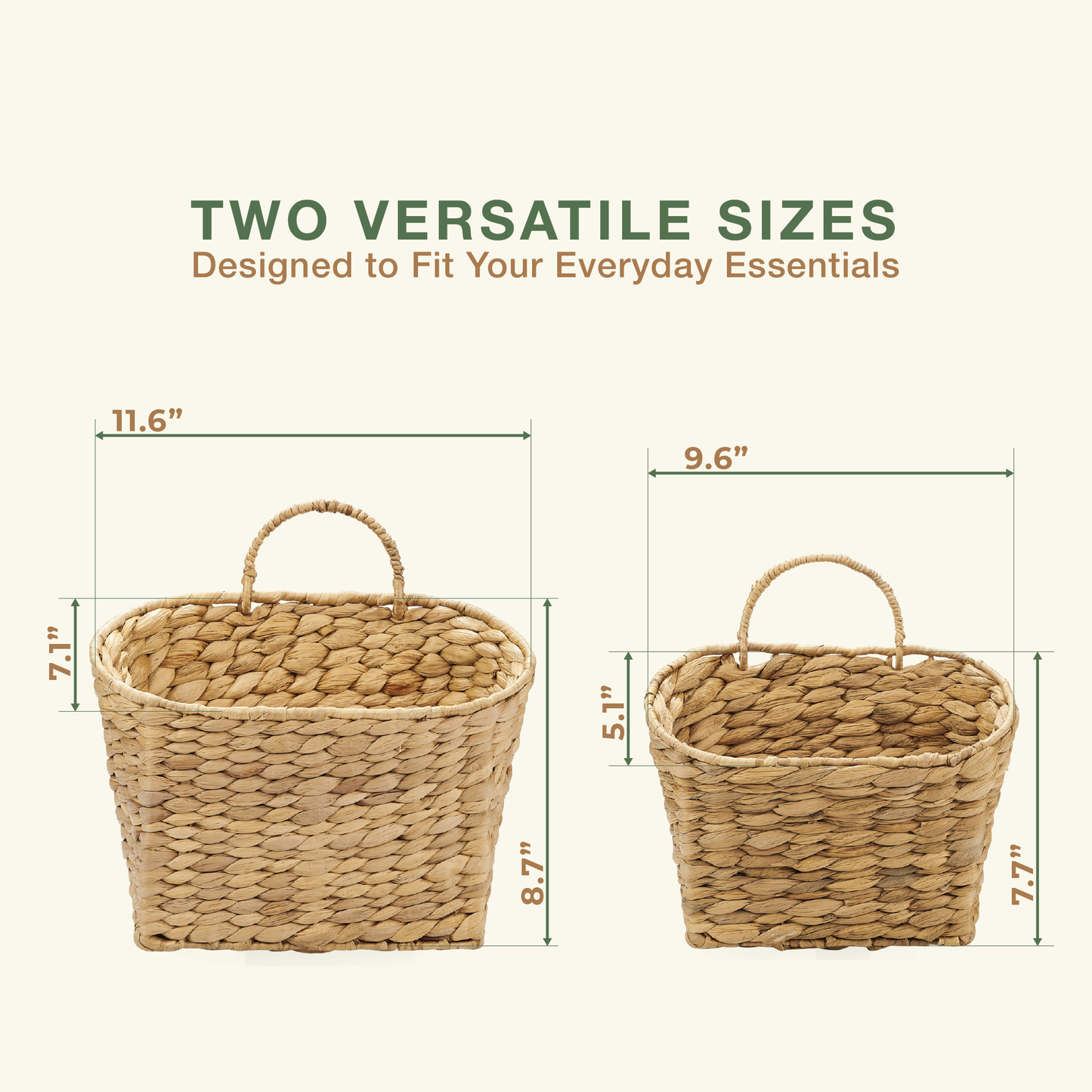 Set of 2 Wicker Hanging Basket for Organizing