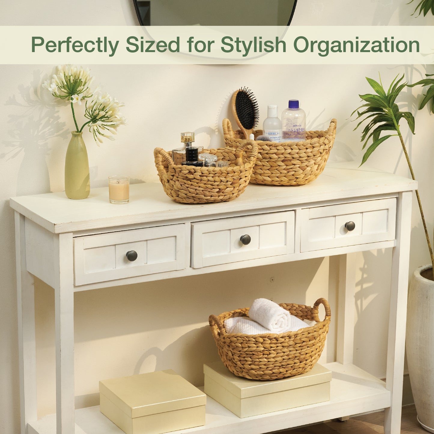 Set of 3 Wicker Storage Baskets for Organizing