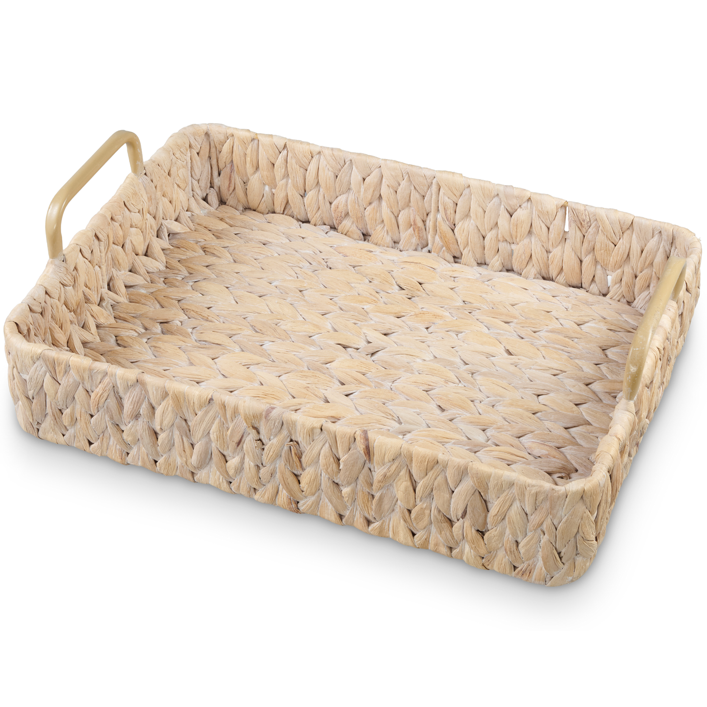 Set of 2 Rectangular Wicker Trays with Handles