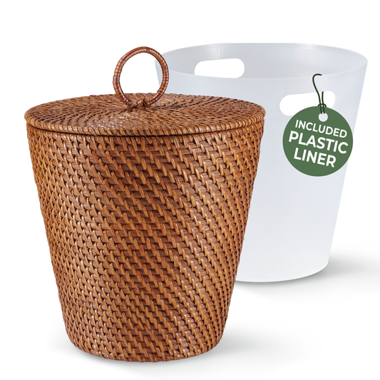 Rattan Trash Can with Lid