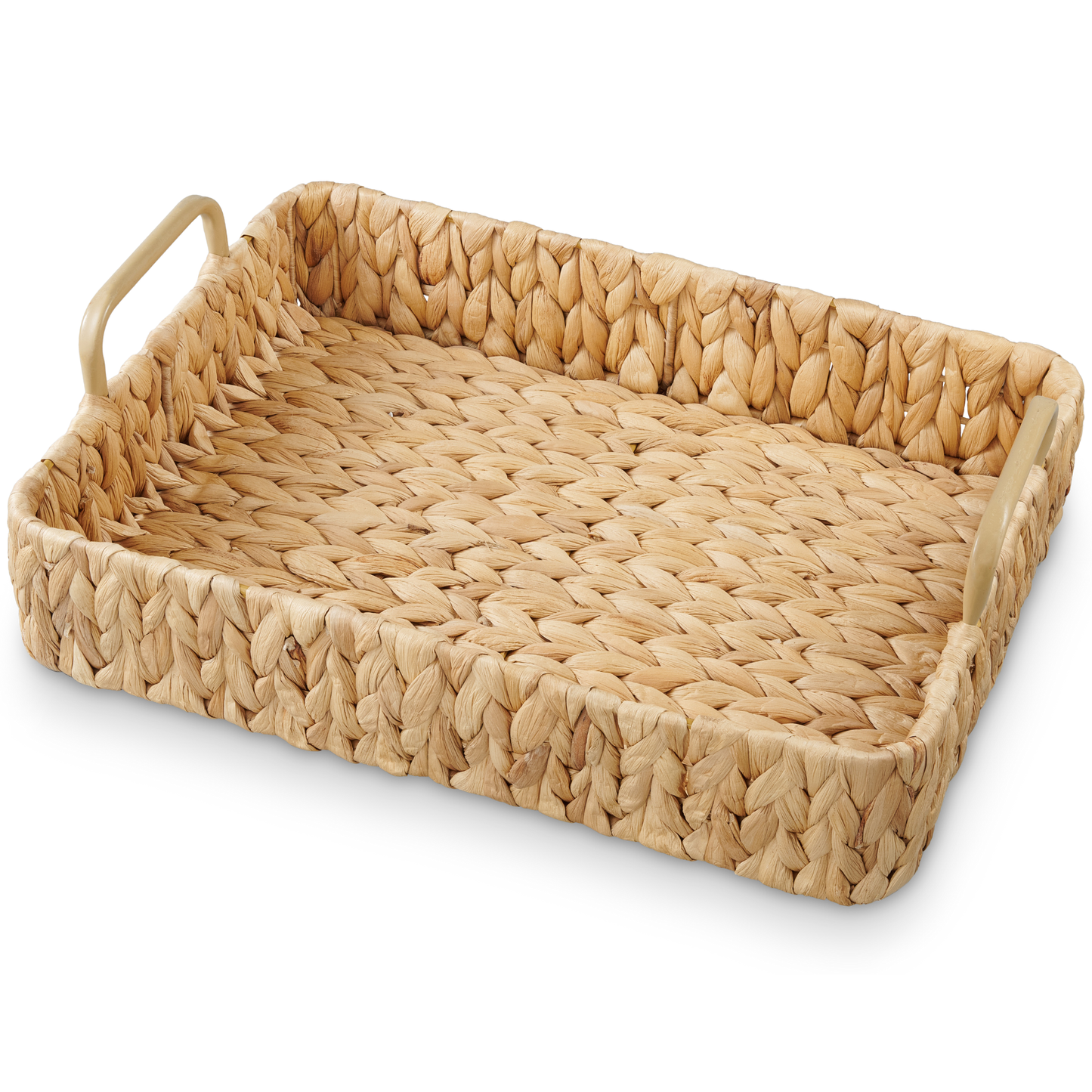 Set of 2 Rectangular Wicker Trays with Handles