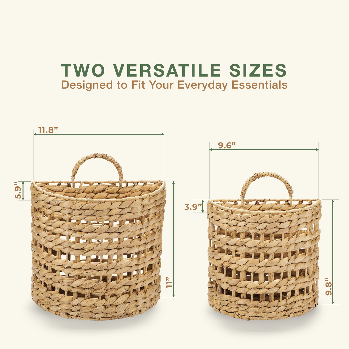 Set of 2 Wicker Hanging Basket for Organizing