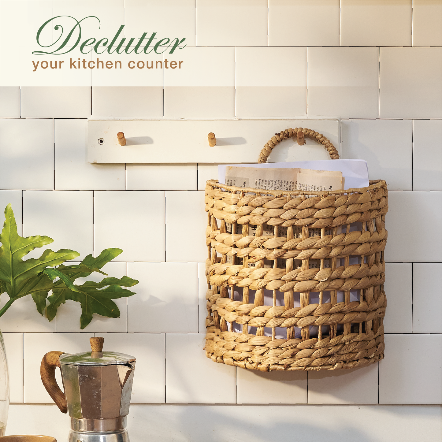 Set of 2 Wicker Hanging Basket for Organizing