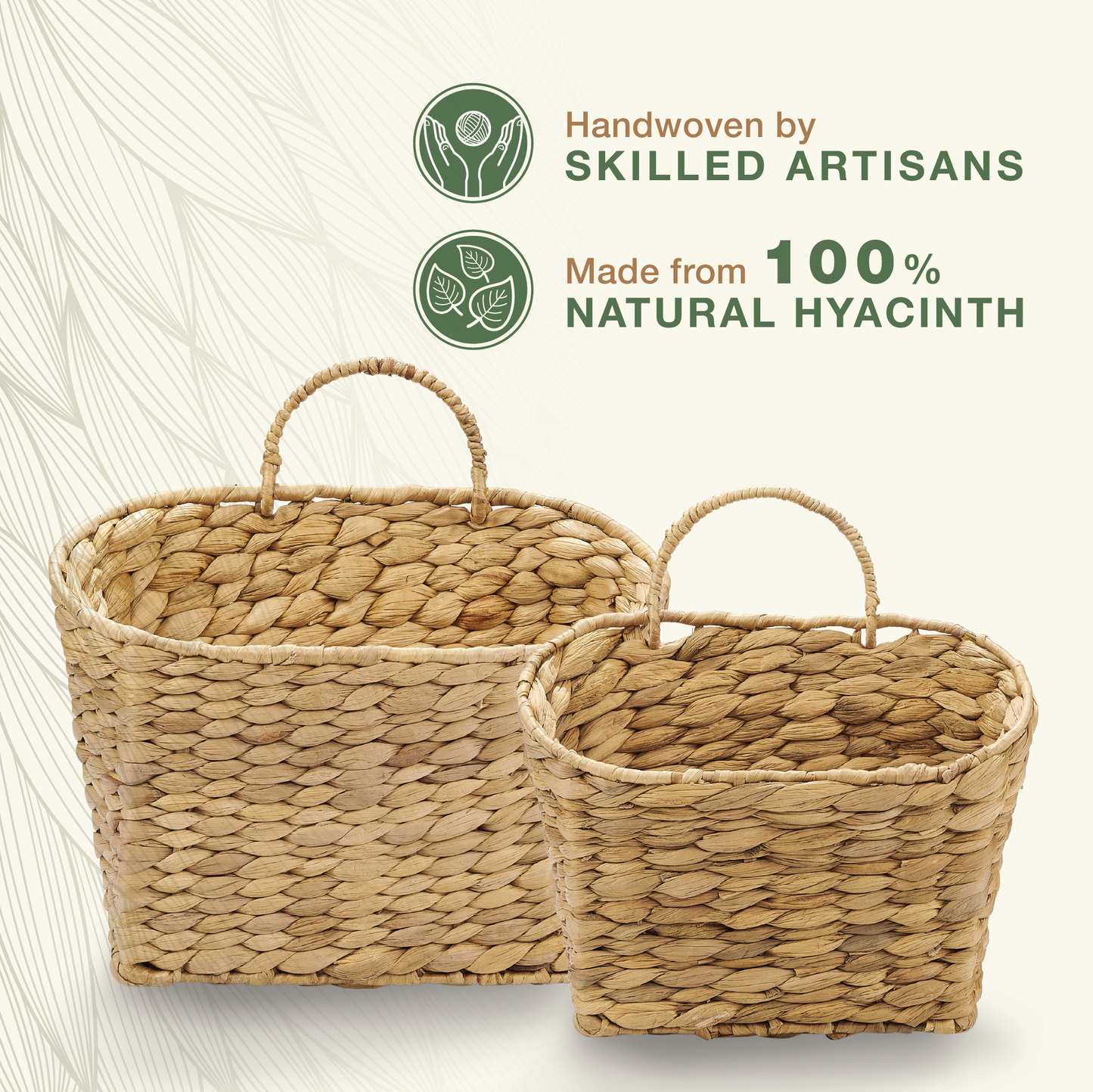 Set of 2 Wicker Hanging Basket for Organizing