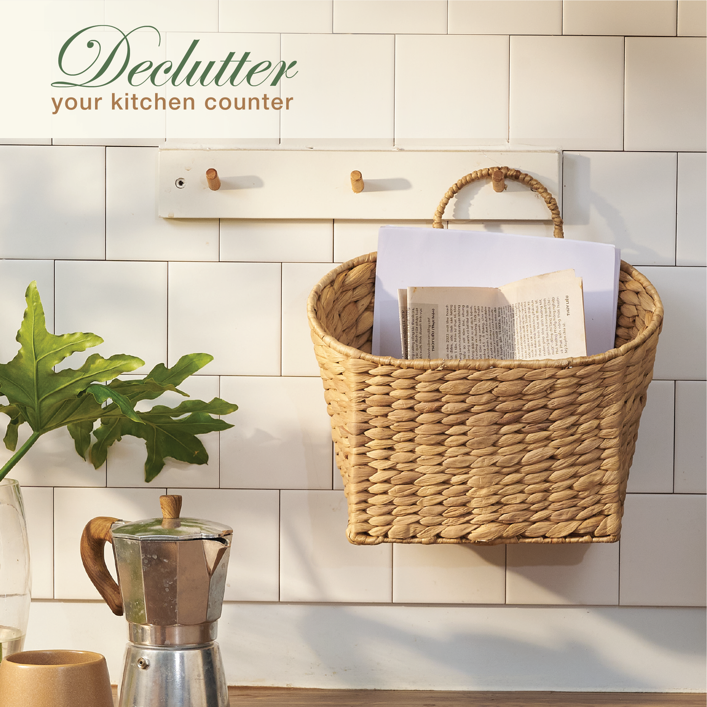 Set of 2 Wicker Hanging Basket for Organizing