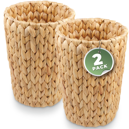 2-Pack Wicker Trash Cans for Bathrooms