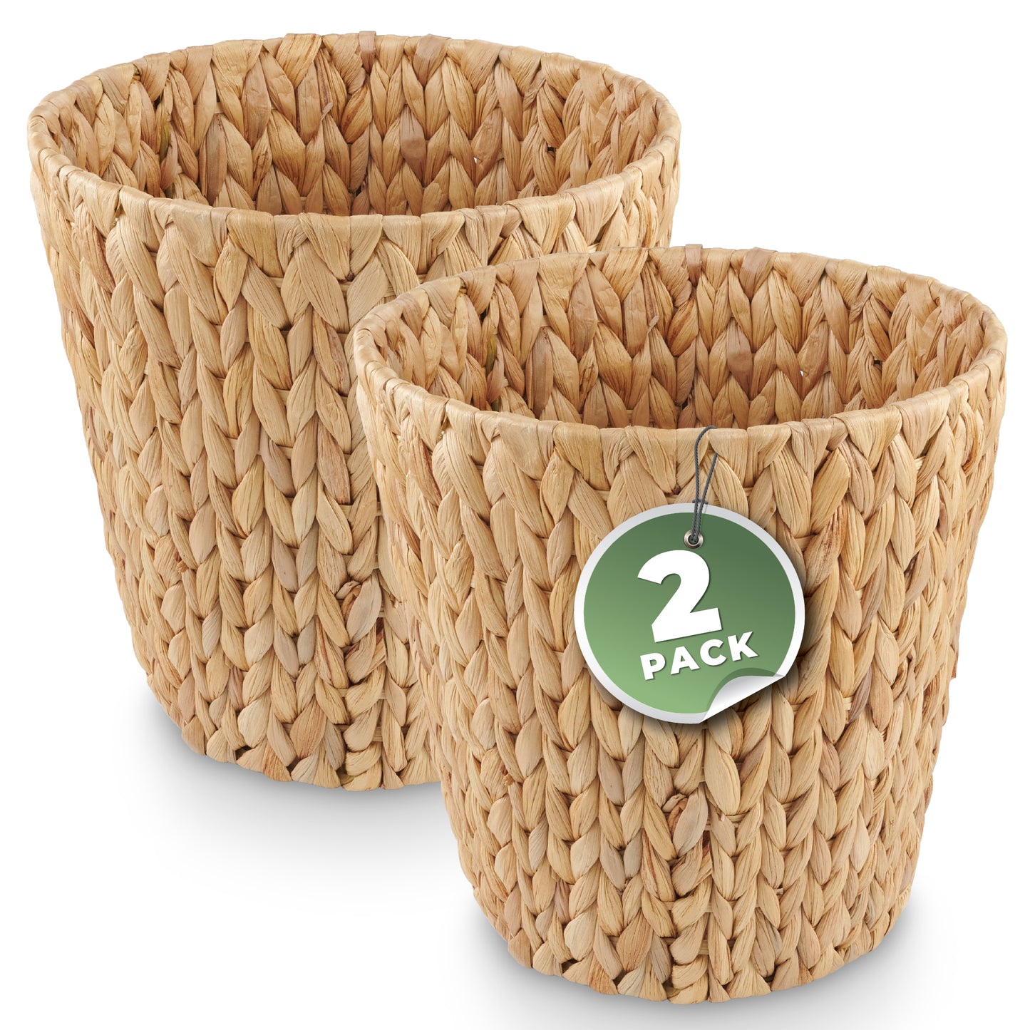 2-Pack Wicker Trash Can for Bathrooms