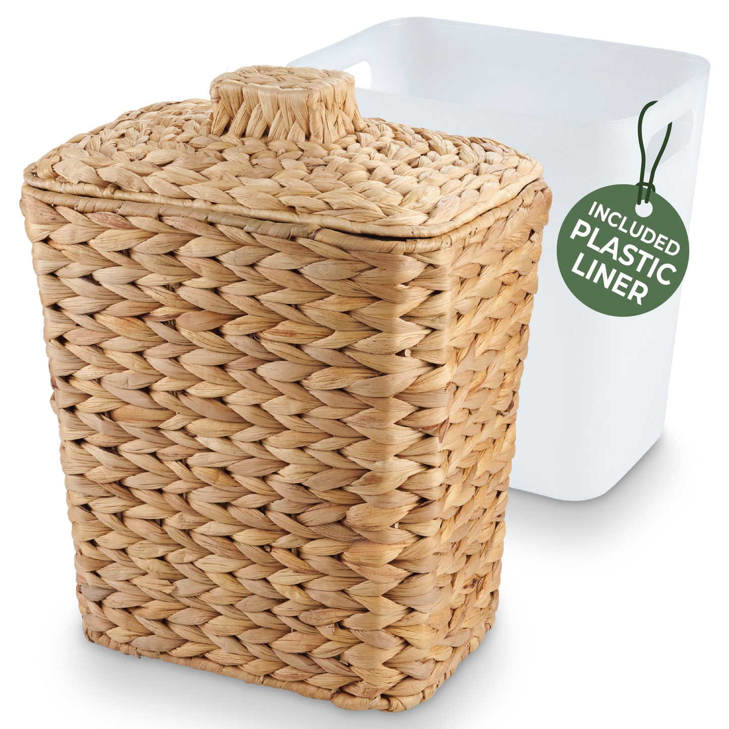 Wicker Trash Can with Lid and Liner