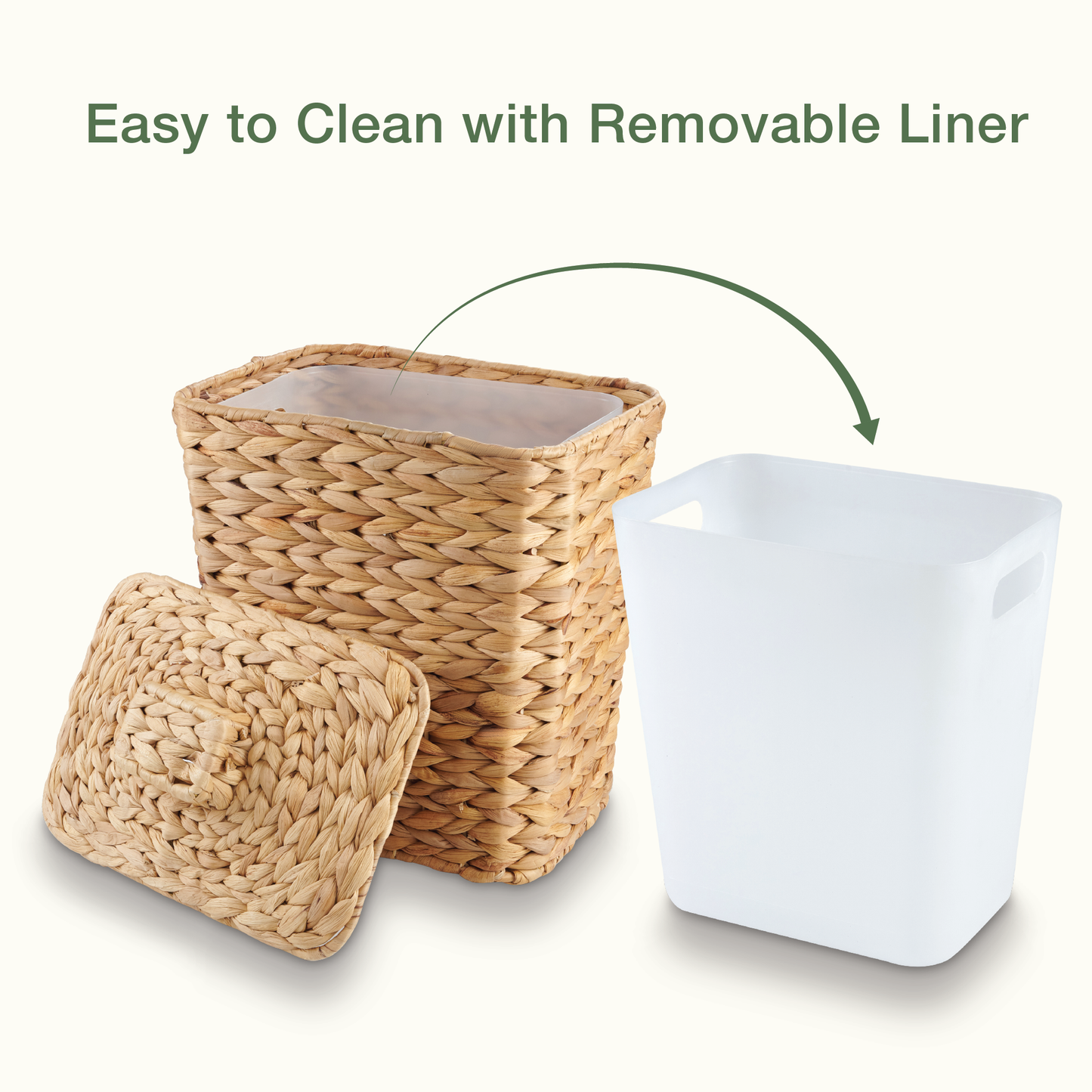 Wicker Trash Can with Lid and Liner