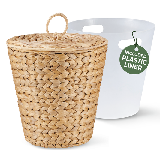 3 Gallon Wicker Trash Can with Lid and Liner