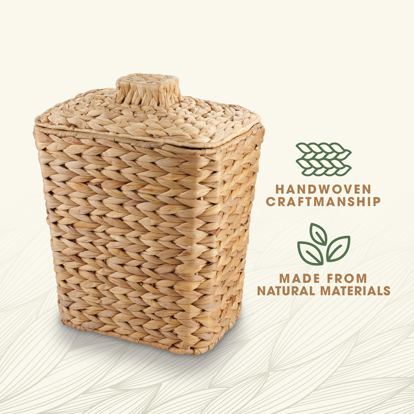 Wicker Trash Can with Lid and Liner