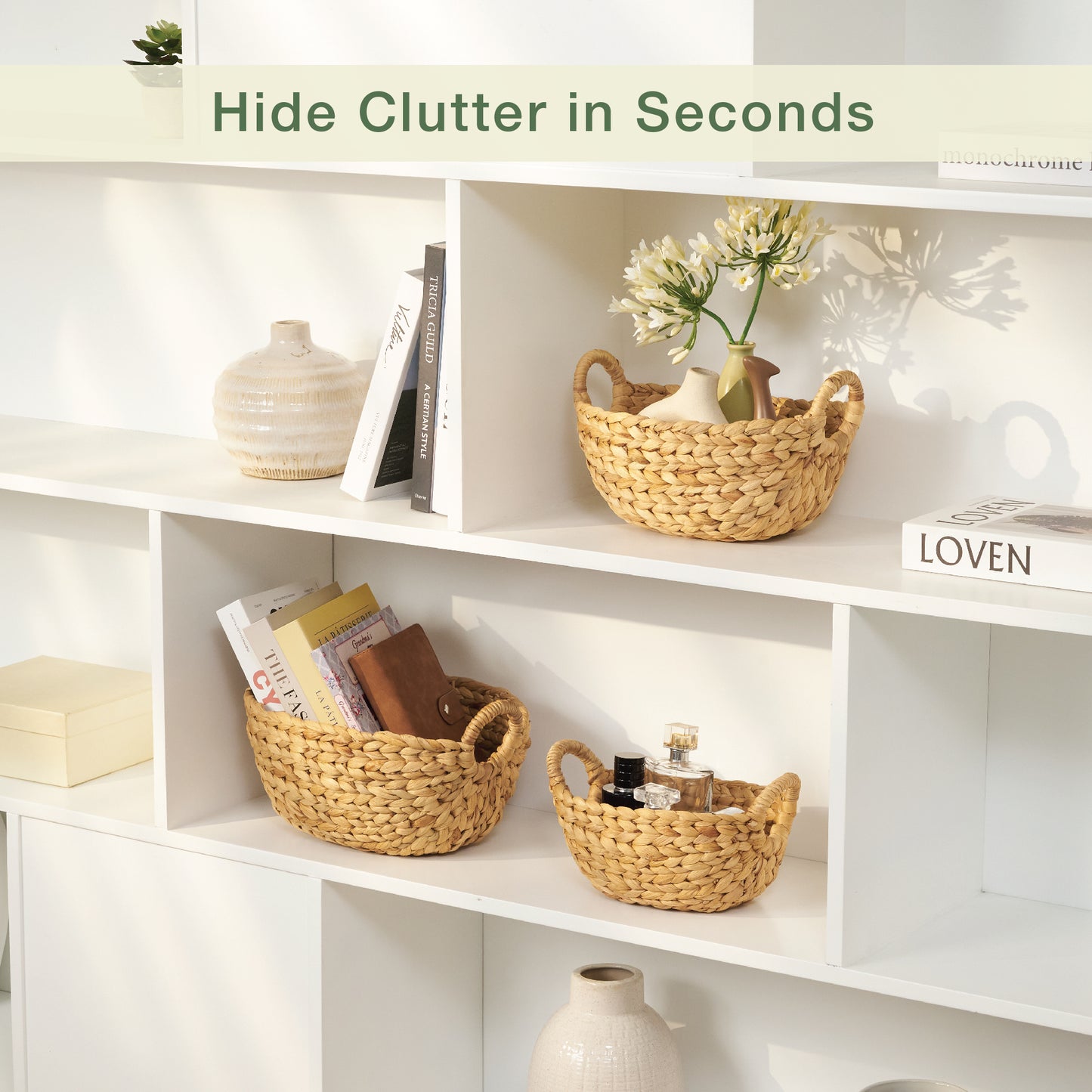 Set of 3 Wicker Storage Baskets for Organizing